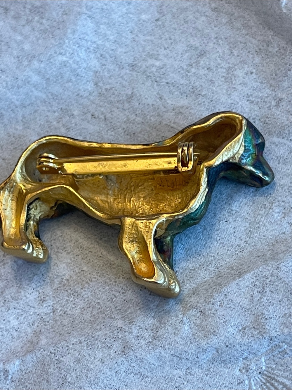Dachshund Dog Brooch- Iridescent Green & Gold - Picture 3 of 8